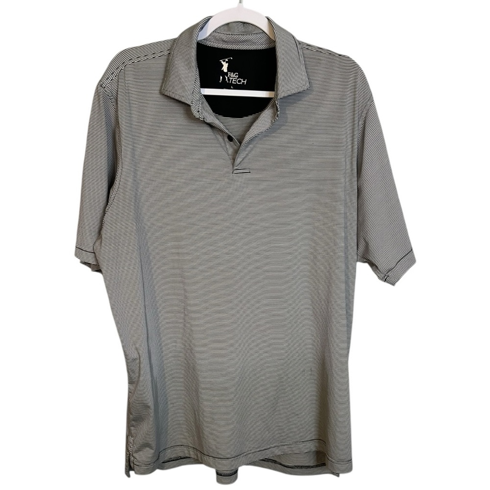 Fairway & Greene FG signature Men's Polo golf shirt black & white stripe large